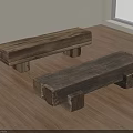 Two Rustic Wooden Stools In Natural Indoor Interior On Wooden Floor With Window Light