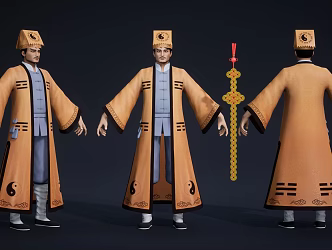Taoist uncle Taoist robe monks 3d model