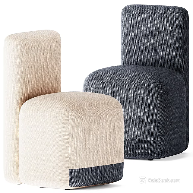Modern Minimalist Single Sofa in Beige and Grey Fabric Upholstery Design 3d model 