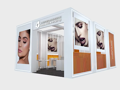 Laboratorio Cosmetico Beauty Exhibition Booth With Facial Ads And Interior Seating Area 3d model
