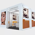 Laboratorio Cosmetico Beauty Exhibition Booth With Facial Ads And Interior Seating Area