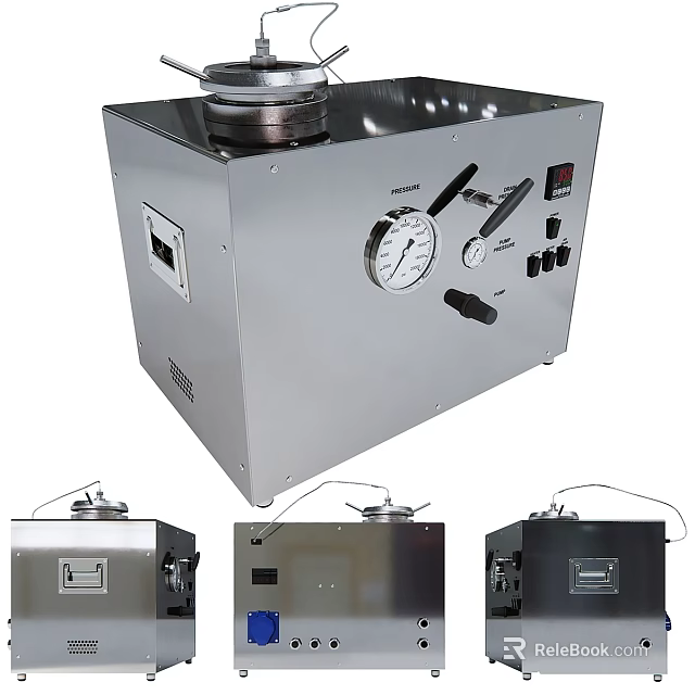 Stainless Steel Household Appliance With Pressure Gauge Control Panel And Pipes 3d model 