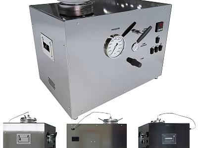 Stainless Steel Household Appliance With Pressure Gauge Control Panel And Pipes 3d model