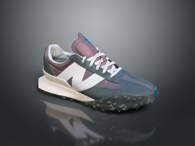 New Balance Colorful Sneakers With Gray Purple White Design And Non Slip Sole 3d model