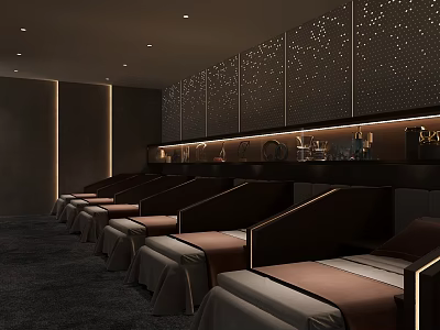 Modern Spa Club Interior With Reclining Chairs And Ambient Lighting 3d model