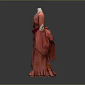 Elegant Red Satin Dress With V Neck Waist Design Pleated Skirt And Decorative Details