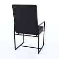 Black Leather Dining Chair With Metal Frame And Armrests Modern Design