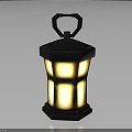 Stylish Modern Lantern Furniture With Black Frame Circular Handle And Yellow Light