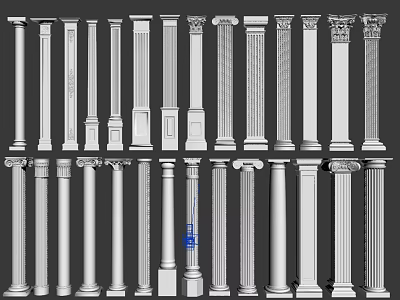 Collection of Classical Roman Columns With Various Styles And Architectural Details 3d model