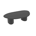 Modern Dark Wooden Dining Table With Oval Tabletop And Cylindrical Legs Design 3d model