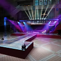 Modern Mall Stage With Purple Blue Lighting And Platform Structure 3d model