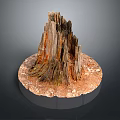 Wooden Stump Decorative Piece With Natural Stone Base And Rustic Textured Surface