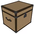 Vintage Wooden Frame Trunk with Woven Surface Metal Lock and Handle