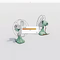 Vintage Light Green Electric Fans With Metal Mesh Cover And Retro Design