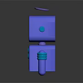 Cheerful Blue Cartoon Robot Character With Antenna Smiling Face And Buttons