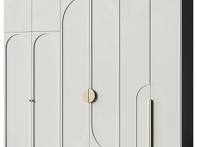 Modern White Wardrobe With Sleek Metal Handles And Minimalist Design For Contemporary Home 3d model
