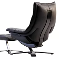 Comfortable Black Leather Recliner Chair with Ottoman and Metal Base