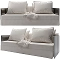 Modern Light Colored Sofa Set With Dark Armrests Decorative Pillows And Throw Blanket 3d model