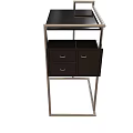 Iron Art Table With Black Tabletop Iron Frame And Side Storage Compartment