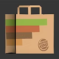 Brown Paper Shopping Bag With Handles Colorful Stripes And Burger King Logo