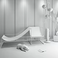 Modern Brown Lounge Chair with Metal Frame Bulldog on Gray Carpet Near Floor Lamp
