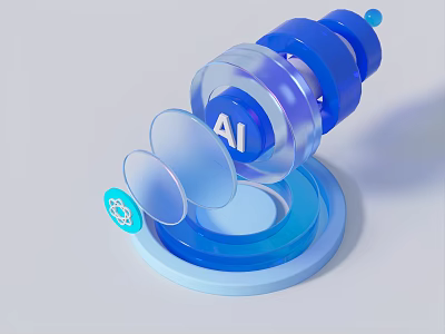 Blue AI Powered Commercial Equipment With Transparent Components And Modern Design 3d model