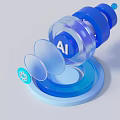 Blue AI Powered Commercial Equipment With Transparent Components And Modern Design