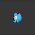 Sleepy Blue Game Movie Character With Red And Black Striped Hat Sitting On Ice Surface