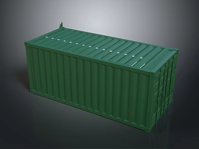 Green Cargo Shipping Container With Top Ridge Structure And Side Access Doors 3d model