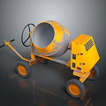 Yellow Portable Concrete Mixer With Wheels And Control Panel Frame