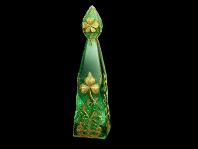 Green And Gold Decorative Ornament Set With Clover Motifs And Intricate Patterns For Home Decor 3d model