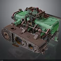 Vintage Green Industrial Machinery With Rusty Metal Components And Pipes