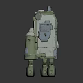 Compact Mechanical Creature Robot With Metallic Shell Green Accents Control Panel And Movable Wheels