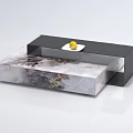 Modern Coffee Table With Black Frame Marble Top And Yellow Lemon On White Plate