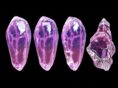 Natural Purple Jewelry Gemstones With Polished Teardrop Shapes And Rough Crystal 3d model