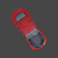 Red Sports Car With Black Hood And Aggressive Front Grille Design