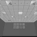 Grid Pattern Ceiling Design With Recessed Vents Square Panels And Lighting Fixtures 3d model
