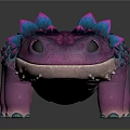 Cute Purple Pink Dragon With Blue Spikes And Colorful Spots Design