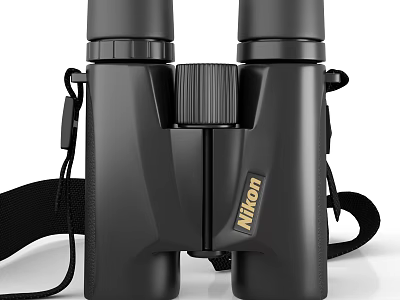 Nikon Black Binoculars Commercial Equipment With Adjustable Focus And Comfortable Strap 3d model