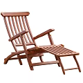Wooden Foldable Lounge Chair with Armrests and Footrest for Outdoor Relaxation