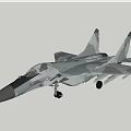 Military Fighter Jet With Camouflage Paint Red Star Insignia Extended Landing Gear And External Design