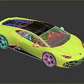 Bright Yellow Sports Car with Black Roof Sleek Design and Black Wheels