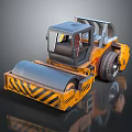 Functional Vehicle Yellow Road Roller Featuring Heavy Duty Roller Drum And Cab 3d model