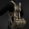 Vintage Military Backpack With Adjustable Straps Buckles And Storage Pouch
