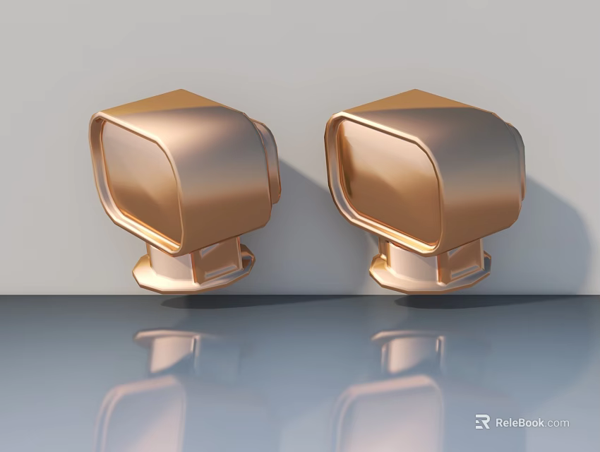 Golden Hinged Door Handles Pair With Shiny Finish On Light Background 3d model 