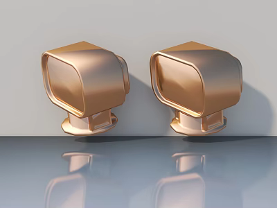 Golden Hinged Door Handles Pair With Shiny Finish On Light Background 3d model