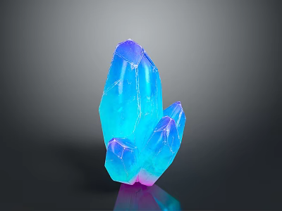 Vibrant Colorful Blue Purple Crystal With Glowing Reflection On Black Background 3d model