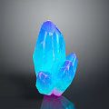 Vibrant Colorful Blue Purple Crystal With Glowing Reflection On Black Background