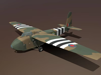 Military Fighter Aircraft With Camouflage Paint Green Brown Black White Striped Wings Round Insignia 3d model