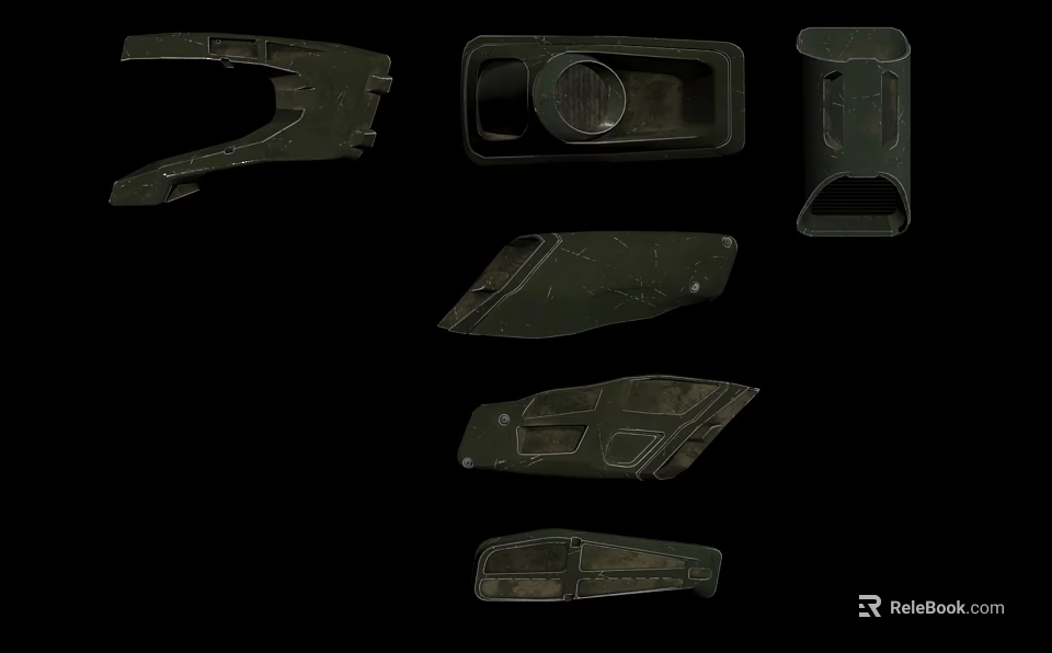 Green Mechanical Parts With Various Shapes And Industrial Metal Design Structures 3d model 